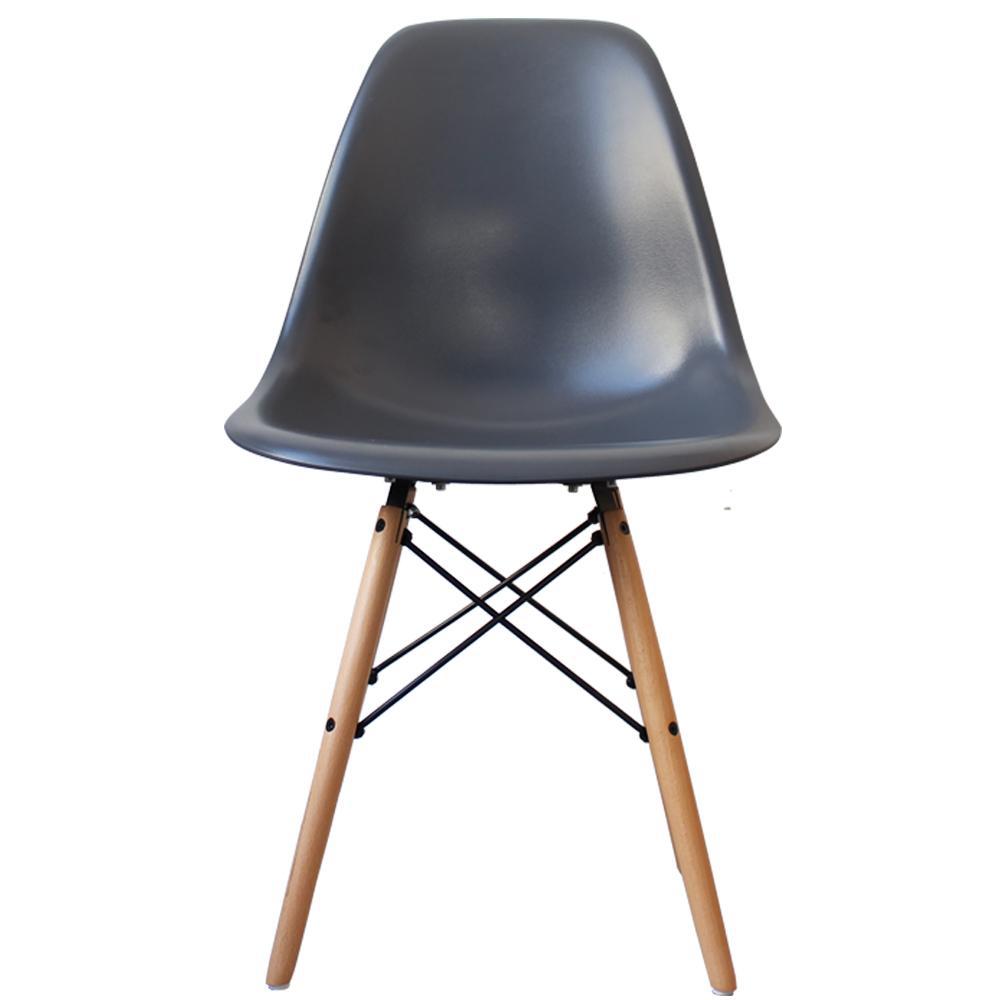 Distinct Classic Mid-Century Design Dining Office Slate Grey Chair with choice of braced Wooden Legs-Natural Beach-Distinct Designs (London) Ltd