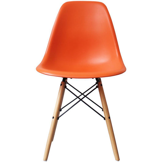 Distinct Classic Mid-Century Design Dining Office Orange Chair with choice of braced Wooden Legs-Natural Beach-Distinct Designs (London) Ltd