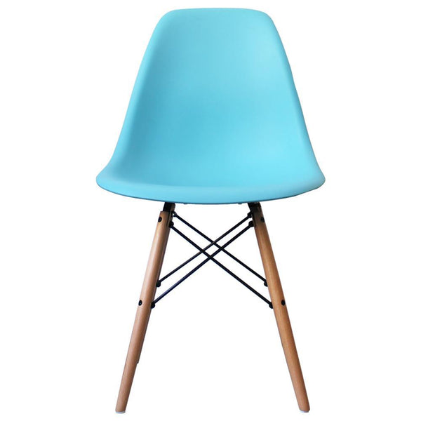 Distinct Classic Mid-Century Dining Office Sapphire Blue Chair with choice of braced Wooden Legs-Natural Beach-Distinct Designs (London) Ltd