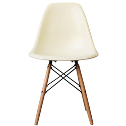 Distinct Classic Mid-Century Design Dining Office Cream White Chair with choice of braced Wooden Leg-Natural Beach-Distinct Designs (London) Ltd