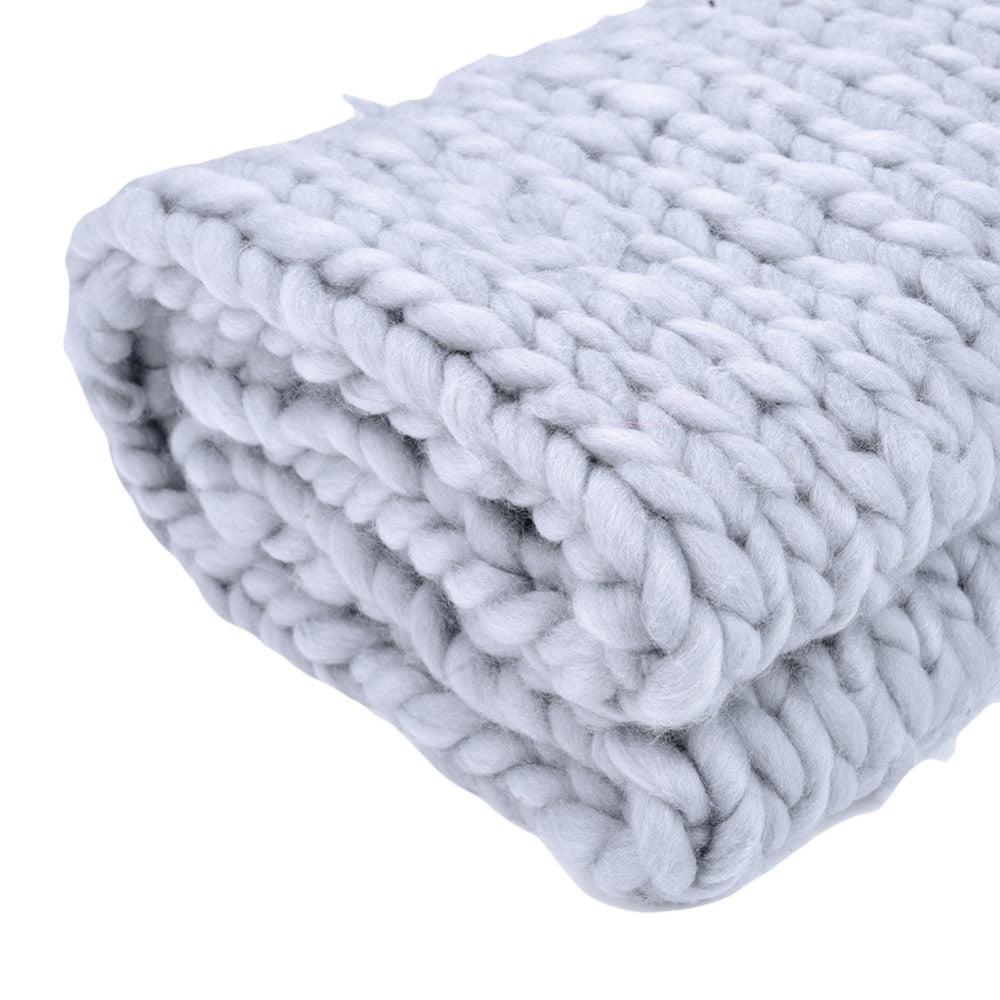 Generously sized Super Soft Thick Wool Like Knitted Blanket 100% Anti-Pilling Thread-Gray-100x80 cm-Distinct Designs (London) Ltd