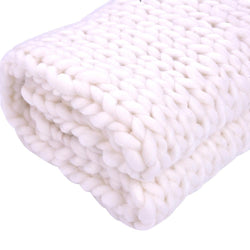Generously sized Super Soft Thick Wool Like Knitted Blanket 100% Anti-Pilling Thread-Salt White-100x80 cm-Distinct Designs (London) Ltd