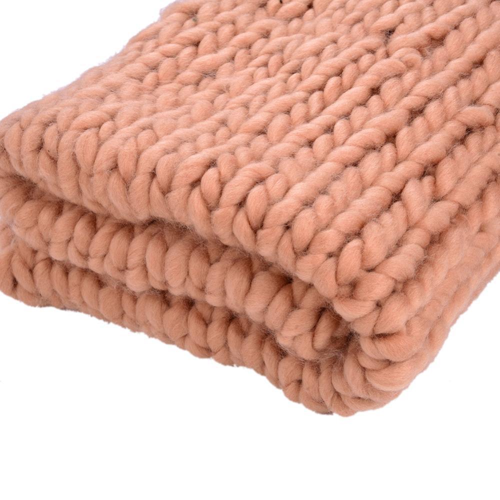 Generously sized Super Soft Thick Wool Like Knitted Blanket 100% Anti-Pilling Thread-Beige-100x80 cm-Distinct Designs (London) Ltd