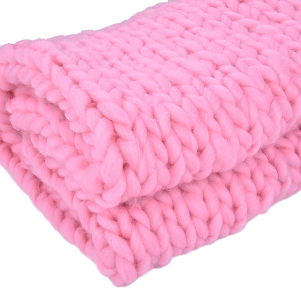 Generously sized Super Soft Thick Wool Like Knitted Blanket 100% Anti-Pilling Thread-Pink-100x80 cm-Distinct Designs (London) Ltd