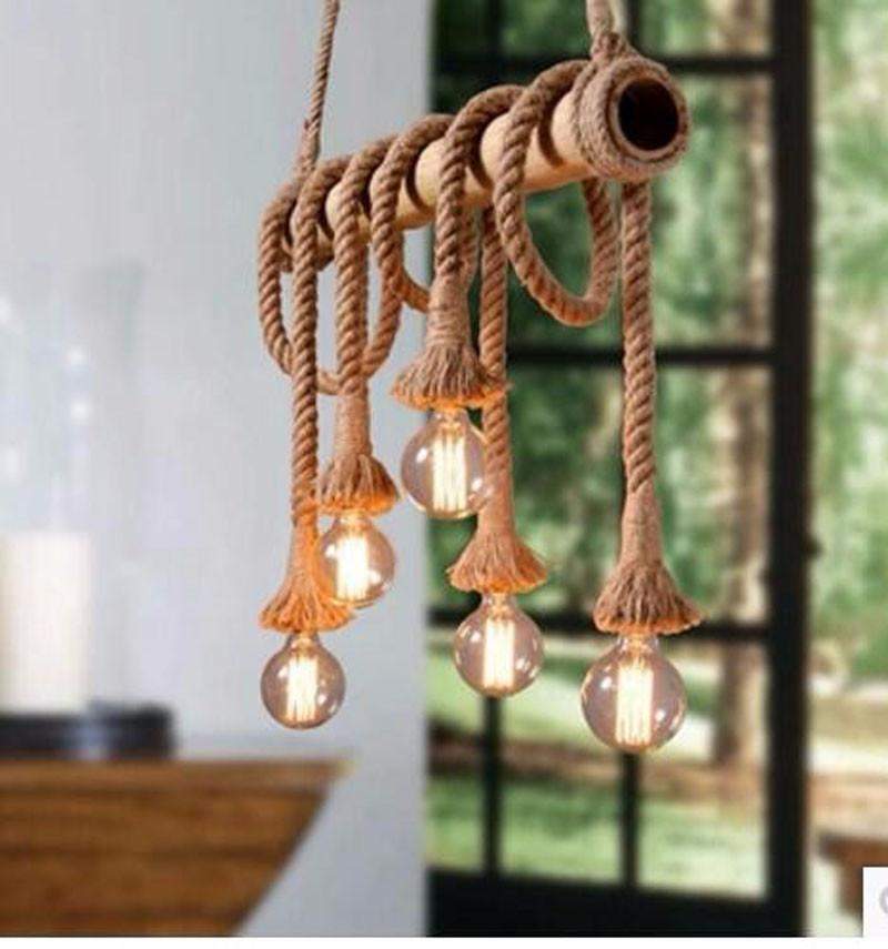 Rope Nautical Style Pendant Lights Hessian Hemp Rope Pendant Light