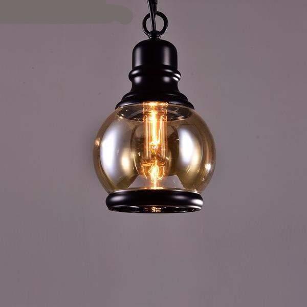 Loft Pendant Industrial Style Pendant Light in Iron and Glass for Chunky Retro Lamp style-Model B-Iron Chain & Rope-Distinct Designs (London) Ltd