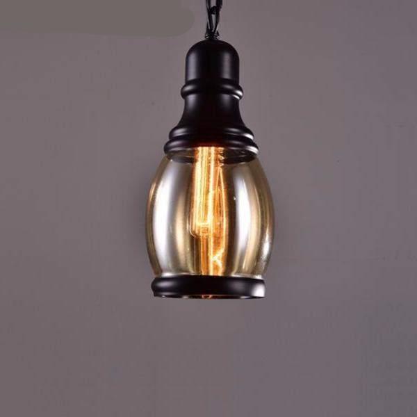 Loft Pendant Industrial Style Pendant Light in Iron and Glass for Chunky Retro Lamp style-Model C-Iron Chain & Rope-Distinct Designs (London) Ltd