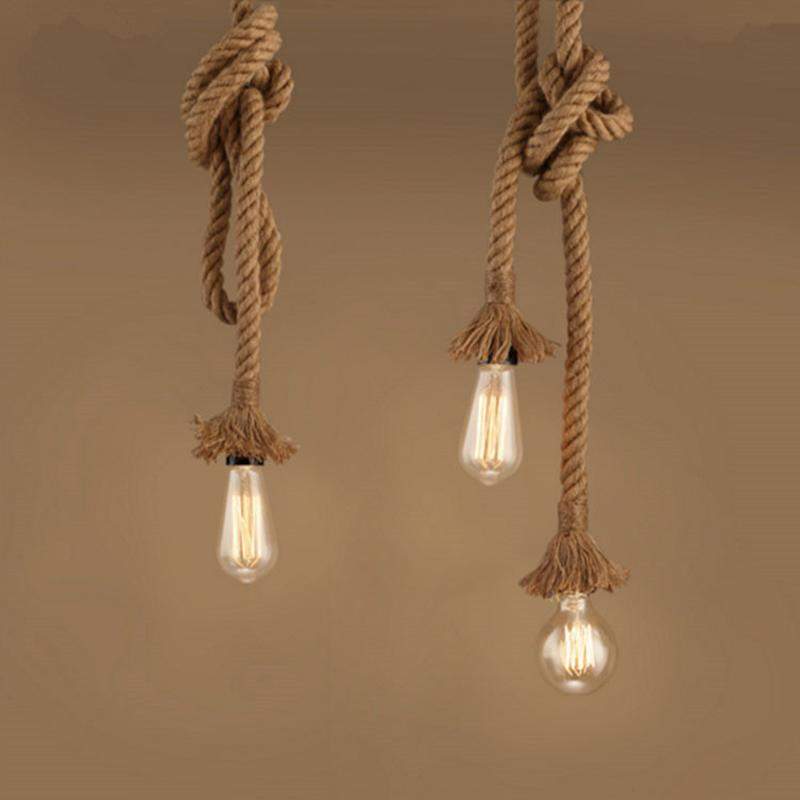 Retro 18mm Hemp Rope Pendant Ceiling Lamp Light for Pub,Bar, Hotel,Restaurant, Home Interior-2 x 50CM Double Head-Distinct Designs (London) Ltd