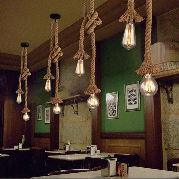 Contemporary Adjustable Rope Pendant Ceiling Light Lamp for more Traditional Nautical Interiors Pubs Hotels Restaurants-2 x 300CM Double Head-Distinct Designs (London) Ltd