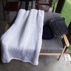 Generously sized Super Soft Thick Wool Like Knitted Blanket 100% Anti-Pilling Thread-White-100x200cm-Distinct Designs (London) Ltd