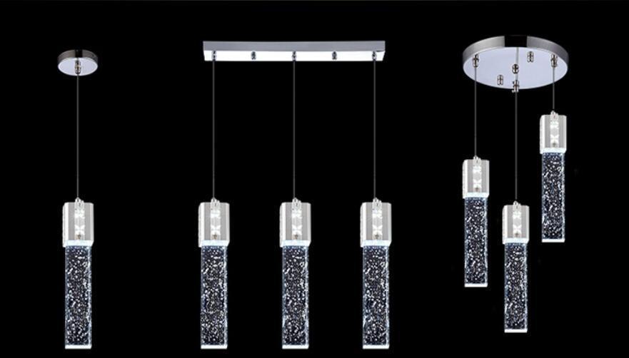 Modern Rectangle Bubble Crystal Ceiling Pendant Light LED Lamp-Distinct Designs (London) Ltd