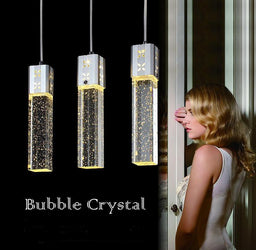 Modern Rectangle Bubble Crystal Ceiling Pendant Light LED Lamp-Distinct Designs (London) Ltd