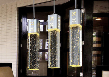 Modern Rectangle Bubble Crystal Ceiling Pendant Light LED Lamp-Distinct Designs (London) Ltd