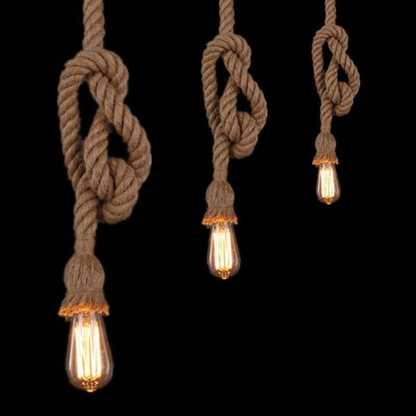 Retro 18mm Hemp Rope Pendant Ceiling Lamp Light for Pub,Bar, Hotel,Restaurant, Home Interior-100cm Singel Head-Distinct Designs (London) Ltd