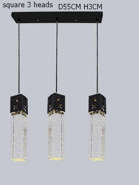 Modern Rectangle Bubble Crystal Ceiling Pendant Light LED Lamp-Triple Rectangle-WARM LIGHT-Black-Distinct Designs (London) Ltd