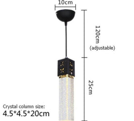 Modern Rectangle Bubble Crystal Ceiling Pendant Light LED Lamp-Single-WARM LIGHT-Black-Distinct Designs (London) Ltd