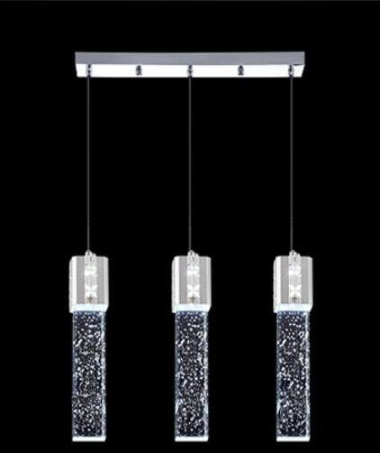 Modern Rectangle Bubble Crystal Ceiling Pendant Light LED Lamp-Triple Rectangle-WARM LIGHT-Silver-Distinct Designs (London) Ltd