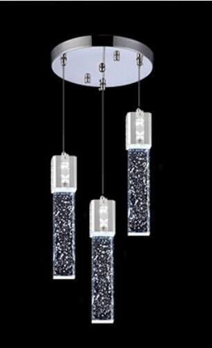 Modern Rectangle Bubble Crystal Ceiling Pendant Light LED Lamp-Triple Circle-WARM LIGHT-Silver-Distinct Designs (London) Ltd